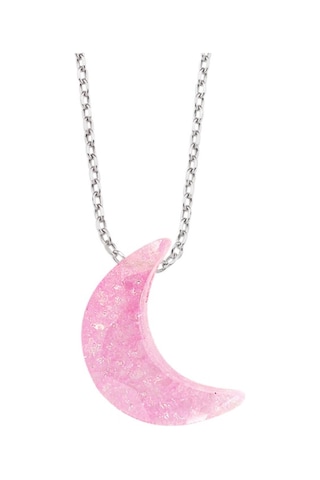 Gümüş Pembe Buzlu Taş Ay Kolye G797Klt2 Altınsepeti