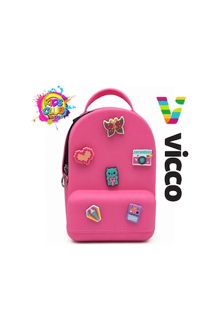 Vicco Pvc Mini Boy Çocuk Plaj Çantası Kreş Çantası Sırt Çantası Okul Çantası Unisex Çanta Pembe