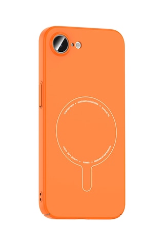 Maks Technology iPhone Uyumlu 17e Kılıf M-safe Şarj Özellikli Kamera Korumalı Mkst Elio Sert Pc Kapak - Turuncu