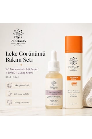 Leke Görünümü Bakım Seti %5 Traneksamik Asit Serum 30 Ml + Spf50+ Güneş Kremi 50 Ml