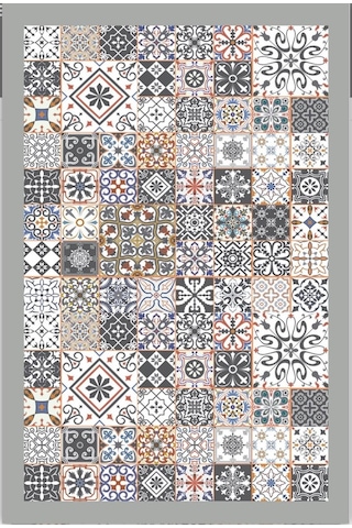 Gri Kaymaz Tabanlı Makinede Yıkanabilir Halı Kilim Yolluk