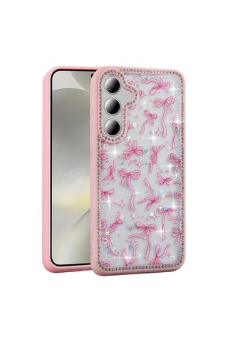 Spia Galaxy S24 Fe İle Uyumlu Kılıf Pembe Azya Taşlı Kapak Galaxy S24 Fe İle Uyumlu, Pembe 50 x 22