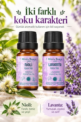 Minia Bahçe Bitki Ve Sanat Atölyesi Nioli Niaouli & Lavanta Uçucu Yağ Seti 2 x 10 ML