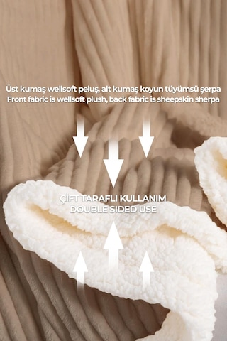 Sherpa Battaniye Çift Kişilik Çizgili Yumuşak Peluş Wellsoft Yatak Örtüsü