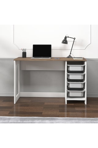 Hero Modern Çalışma Masası - 120 Cm Beyaz/antik Ceviz