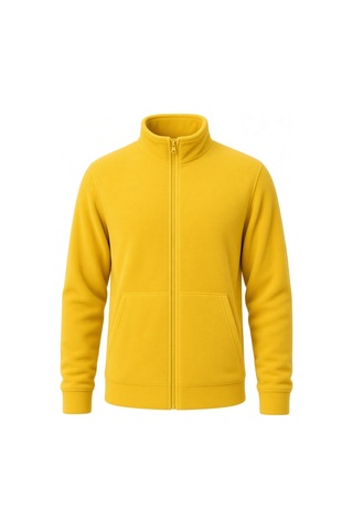 Givoria Erkek Polar Hırka Kışlık Fermuarlı Çeket Tüy Toplamaz Rüzgar Geçirmez Polar Kazak Sweat Sarı Sarı