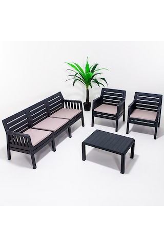 Lara 3+1+1 S Bahçe Balkon Takımı - Antrasit Gri