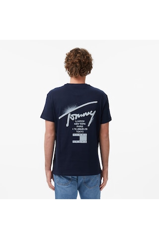Tommy Hilfiger Regular City Sign Erkek Mavi T-shirt Dm0dm22553 545591