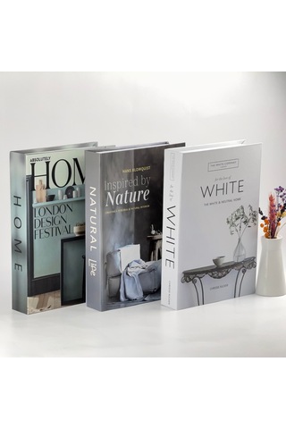 3 Lü Kitap Görünümlü Dekoratif Kutu Seti, İskandinav Tarz Modern Ev Dekorasyonu