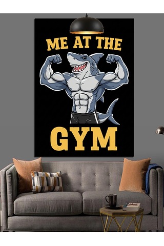 Siyah Beyaz Yazılı Spor Salonu Posteri "me At The Gym" Dekoratif Kanvas - Mdf Ahşap Tablo