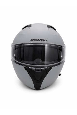 Scudo U Modüler Çene Açılır Güneş Vizörlü Motosiklet Kaskı Ece 22.06 Sertifikalı Mat Gri