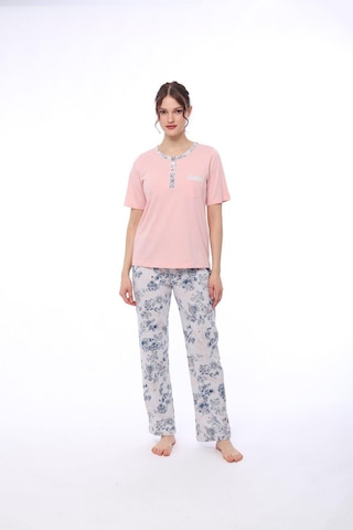 Pijadore 1444 Kadın Çiçekli Cepli Kısa Kollu Pijama Takım 001