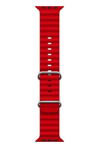 Microsonic Apple Uyumlu Watch Series 7 41mm Kordon Ocean Band Kırmızı