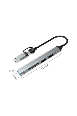 Comse CM77 Type C Usb 3.0 Çoklayıcı Sd Kart Okuyucu 5 Port Usb Hub