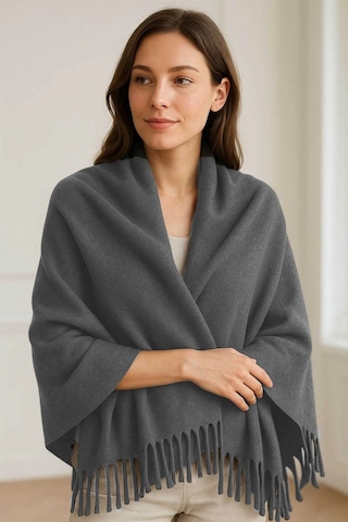 Softiva Polar Omuz Şalı 70x180 Cm Unisex Kışlık Şal Antrasit Gri Çok Renkli