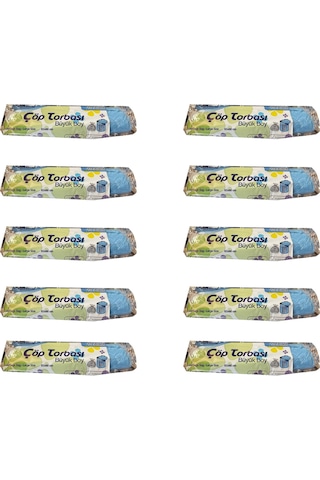 Canhome Büyük Boy Çöp Torbası Mavi 10 x 10'lu 65 x 80 CM