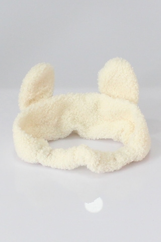 Toyaş Tavşan Kulaklı Peluş Bandana Makyaj Spa Saç Bandı Beyaz Çok Renkli