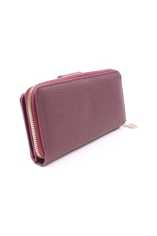 Galb Leather Büyük Boy 2 Fermuarlı Bozuk Para Bölmeli Kağıt Para Bölmeli 6 Kart Bölmeli Kadın Cüzdan 19x10 Cm Bordo