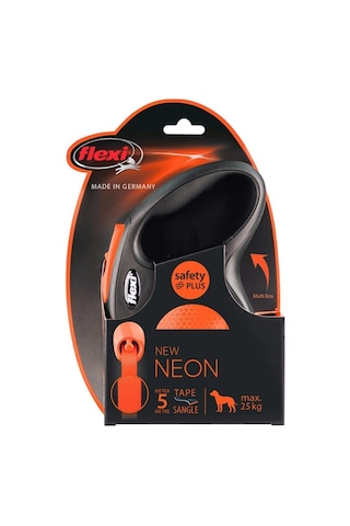 Flexi New Neon Medium Otomatik Tasma 5 Mt Şerit Turuncu