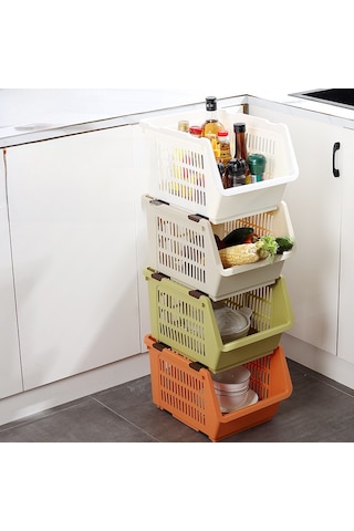 Mufunye Küçük Turuncu Mutfak Sebze-meyve Depolama Rafı: Çok Fonksiyonlu Ev Çeşitli Eşya Saklama Sepeti Katlı Tasarım, Sağlam Malzeme Diğer