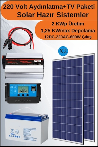 Tv+aydınlatma Trenta Solar Paket 220 Volt-2kwp
