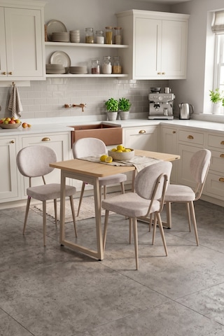Vilinze Deniz Sandalye Biga Mdf Sabit Metal Ayak Mutfak Masası Takımı - 70x120 Cmbiga70120yr-vn-lkn01-vizon-deniz-skrem Sigmakrem