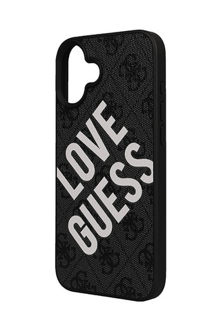 Apple iPhone 16 Plus Uyumlu Kılıf Guess Lisanslı 4g Desenli Big Love Kapak Siyah