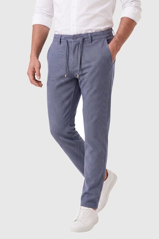 Rizzup Erkek Slim Fit Çizgili Mavi Kumaş Pantolon İpli Esnek Bel Likralı Spor Pantolon 2700240