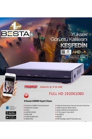 Ahd Dvr 4 Kanal Kamera Kayıt Cihazı 1080 2mp Hibrit Besta Kd-4254