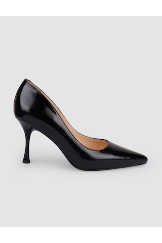 Cabani %100 Hakiki Deri Siyah Rugan Kadın Stiletto Siyah