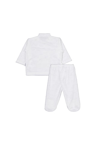 Albimini Kız Ayı Tavşan Nakış Patikli 2li Pijama Takım 1-6 Ay - Ekru