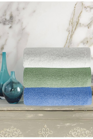 3 Lü Renkli El Yüz Havlu Seti %100 Pamuklu Natural Harmony Beyaz