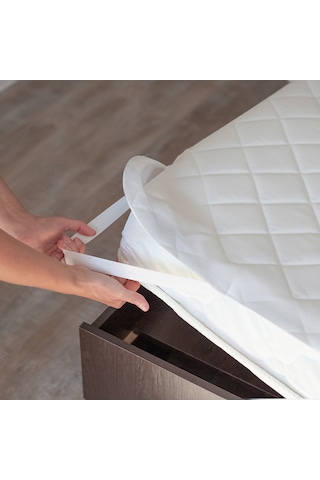 Nonwoven Kapitone Sıvı Geçirmez Yatak Alezi 4 Köşesi Fitted Lastikli Tek Kişilik Yatak Koruyucu Üst Düzey Koruma Beyaz