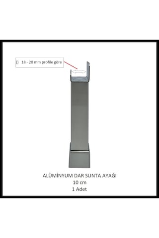 Alüminyum Dar Sunta, Profil Destek Ayağı, 10 Cm, Naturel Gümüş