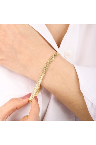 14 Ayar Altın Bismark Bileklik 5 Mm Sarı Altın