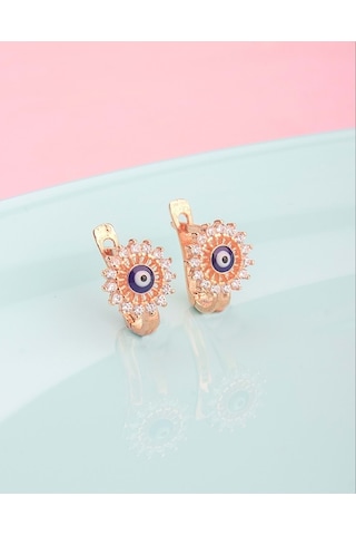 Mineli Nazarlı Gümüş Çocuk Küpesi