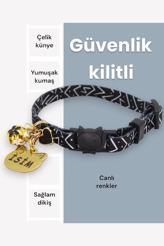 Caramelos Güvenlik Kilitli Kedi Tasması, Isimli Kedi Tasması Sbkm
