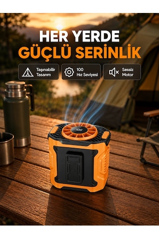 Turbo Mini Taşınabilir Fan 100 Kademeli Dijital Hız Kontrolü Ve Type-c Şarj Najmaddin