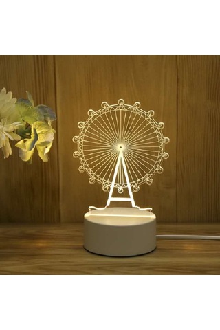 3d Gece Lambası Usb Renkli Uzaktan Kumanda - Dönme Dolap Diğer