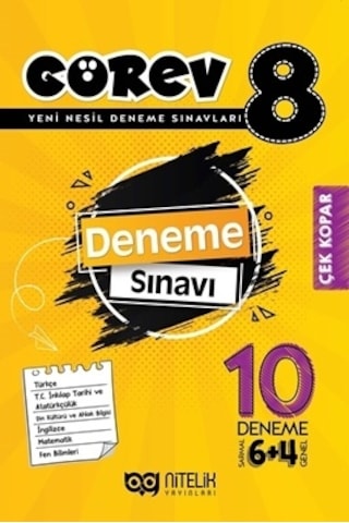 Nitelik 8.Sınıf Görev 10 Deneme Sınavı (6 Sarmal + 4 Genel)