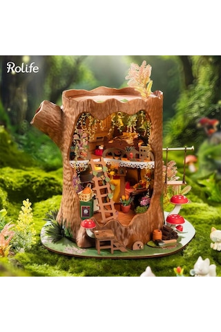 Rolife Dg179 Masal Ağaç Evi Fairytale Tree House Dıy Minyatür Maket Model Seti Mini Dollhouse 3d Model Kit Detaylı Dekoratif Hobi Seti 3d Puzzle Tiny House