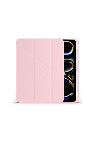 Apple Uyumlu iPad Pro 11 İnç M5 2025 Kılıf Üçgen Katlanabilir Kalem Şarj Bölmeli Kılıf A2836 A2837 A3006 Kapaklı Kılıf