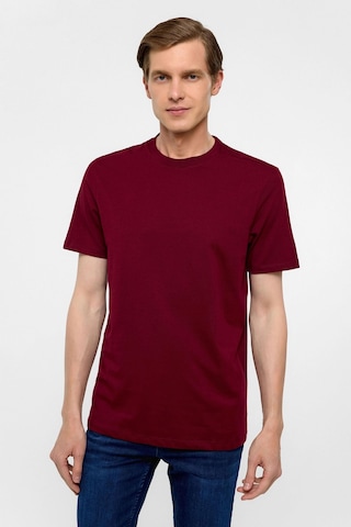 Koyu Bordo Regular Düz Bisiklet Yaka Tişört-38577 Koyu Bordo