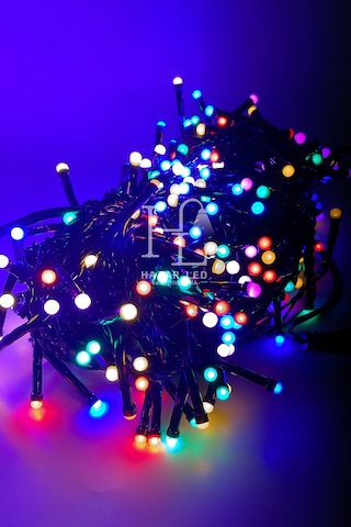 10 Metre Rgb Kirpi Led Siyah Kablolu Jack Eklemeli Dekoratif Led Işık Yılbaşı Süsü Çok Renkli