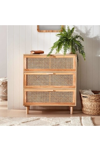 Ahşap Rattan Model Şifonyer Ceviz
