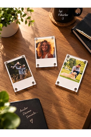 Şeffaf Pleksi Mıknatıslı Polaroid Fotoğraf Çerçevesi 6x9 Cm 3 Adet