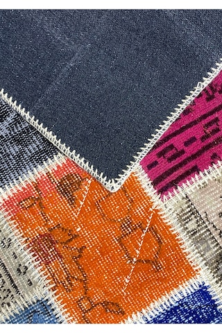 Modern Bohem Stil Vintage Halı Özel Tasarım Renkli Patchwork Koleksiyonu Çok Renkli