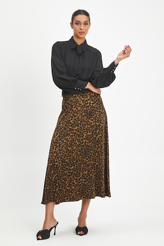 Kadın Leopar Desenli Etek - Şık Bel Detayı Ve Modern Tasarım - Günlük Ve Özel Kullanımlar İçin Haki