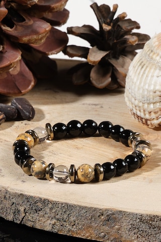 Ssilhoutte Doğaltaş Sertifikalı Doğal Taş Kadın Erkek Sağlık Ve Stres Bilekliği Jasper Kristal Kuvars Hediye Bileklik Siyah