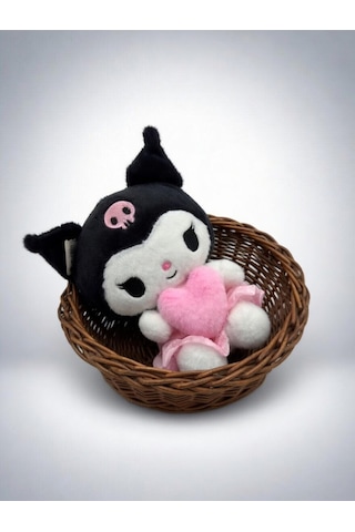 Kalp Tutan Kuromi Peluş Oyuncak Sanrio 30cm Peluş Oyuncak Melodi Kuromii Hellokityy Çok Renkli
